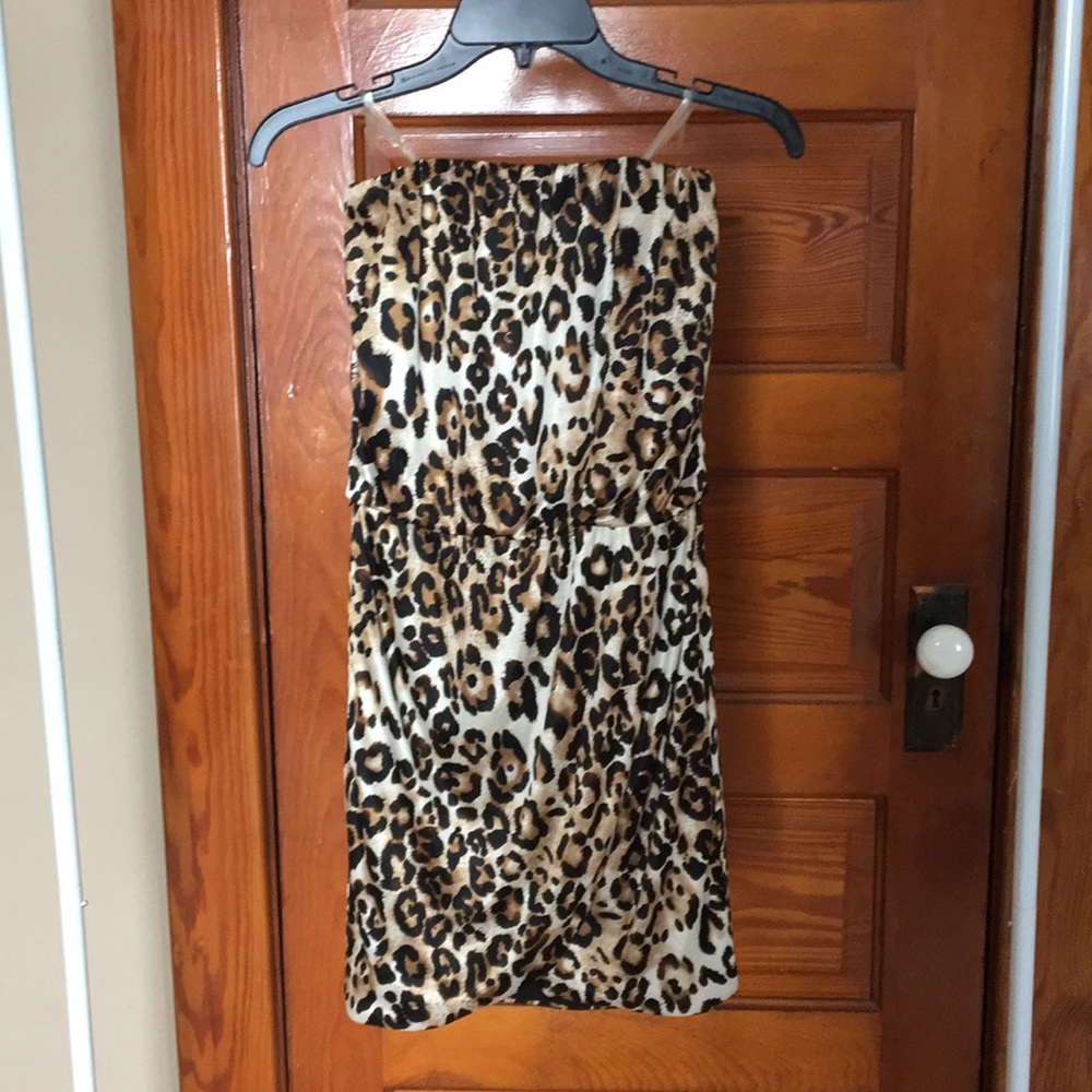 Leopard Strapless Mini Dress